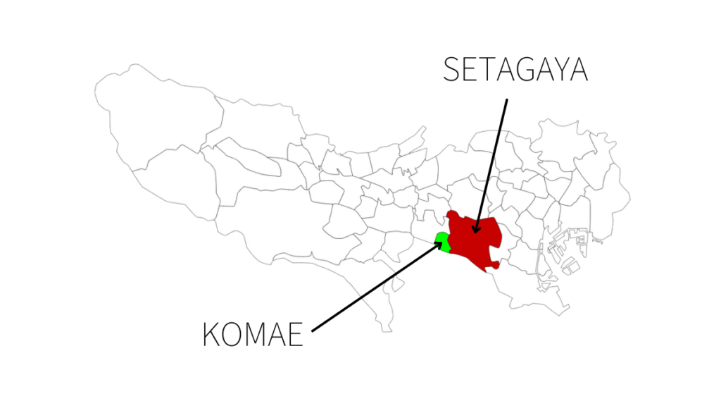 狛江市の場所を示した地図