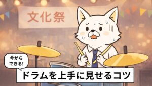 軽音楽部で文化祭ライブに挑むけど緊張しているドラマー