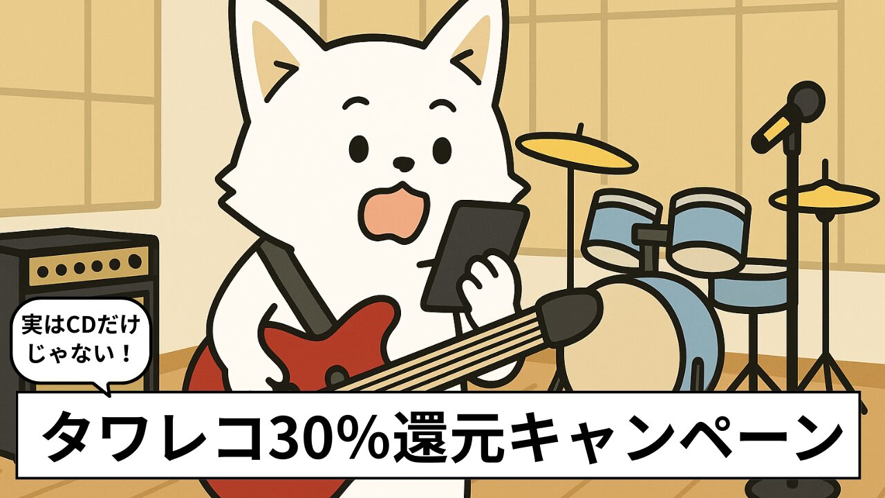 店舗限定!タワレコで「Wで最大30%ポイント還元キャンペーン!」ポイント大幅ゲットのチャンス!